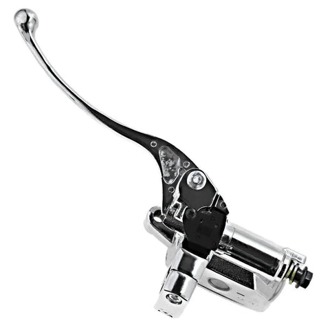 Side view of 1-Inch Chrome Brake Master Cylinder And Clutch Set For Honda Shadow VTX1800 Kawasaki Vulcan Yamaha Road Star Suzuki Left And Right Pair Ride Ready Chrome Upgrade To Improve Looks And Performance