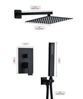 Matte Black 10 Inch Rainfall Square Shower Head System With Multi Function Wall Mounted Trim Kit Easy Install Game Changer Spa Quality Water Pressure system components