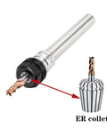 Heavy Duty ER Collet Chuck Extension Rod For Precision Milling And Drilling With Ultra Low Runout Control For C6 To C32 Sizes viewed from the side showcasing its design and ER collet.