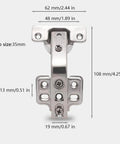 Two Pack 135 Degree Lazy Susan Concealed Cabinet Hinges For Corner Kitchen Cabinets Full Overlay Self Closing Hidden Door Hardware Durable Steel Replacement Hinges For Cupboards And Folded Doors front view with measurements