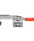 Heavy Duty Horizontal Adjustable Toggle Clamp Crafted From Premium 304 Stainless Steel showing red lever and mounting base.