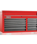 Pro Grade 12 Drawer Top Chest With Smooth Ball Bearing Slides Heavy Duty Steel Tool Cabinet 50 Inch Wide Red And Gray view from the front.
