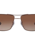 Rectangular Sunglasses With Brown Frame And Brown Gradient Lenses, 62mm Wide, Everyday Wear, UV Protection, Timeless Style