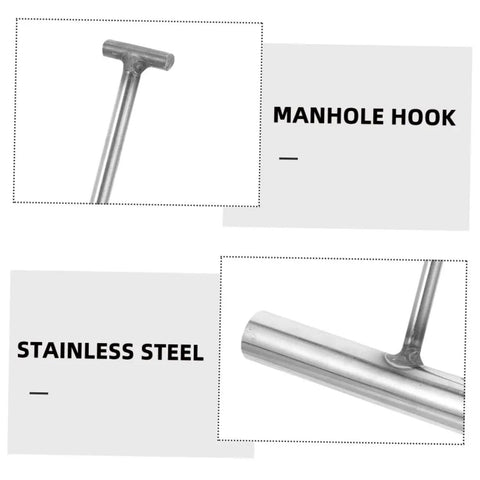 Pro Crew Heavy Duty Built Tough As Nails T Shaped Manhole Cover Hook 2 Pack Stainless Steel Drain Grate Lifter Tool For Storm Sewage Systems And Field Work
