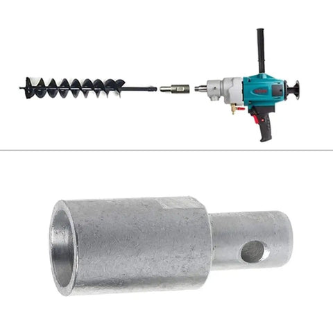 Earth Auger Head Bit Arbor Connector Adapter for Water Borer Tool with steel material, used for ground drilling.