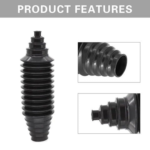 Steering Rack And Pinion Boot Kit For Auto Steering System Silicone Dustproof Bellow Gaiter shown in black, close-up views included.