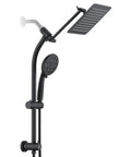 Rainfall 8 Inch Shower Head With High Pressure Handheld Spray, Drill Free Slide Bar, Matte Black Finish, Solid Brass Construction