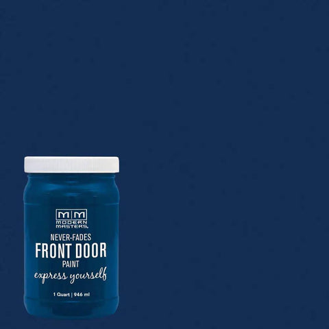 Serene Front Door Paint Water Based Exterior Enamel For Metal And Wood Surfaces Quick Dry jar against a blue background.