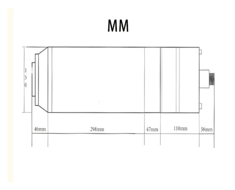 Built Different BT40 7.5KW High Speed Electric Spindle Motor dimensions diagram showing length and width specifications.