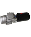 Double Acting Hydraulic Power Unit Black With 12V DC, 24V DC, 220V AC, 380V AC Options, side view, silver motor, black tank