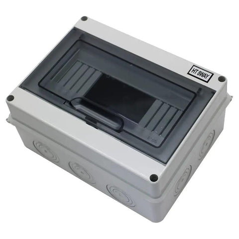Rugged 8 Way IP65 ABS Distribution Protection Box With DIN Rail Mount For Electrical Panels And Industrial Use Waterproof Power Enclosure In Gray Durable Plastic Case For Control Gear, 200 x 155 x 92 mm