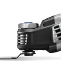 Close-up of 5 Amp Tool-Less Oscillating Tool Kit With Accessory Set showing tool-less accessory change system