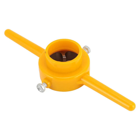 Mtlavishness Heavy Duty PVC Thread Maker Tool Kit NPT Tap Die Set 2 And 3 Inch Dies For Plastic Pipe Threading Repair And Plumbing Jobs With Stainless Steel Cutter And Tough Abs Housing, yellow 2-inch PVC threader