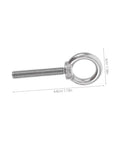 Pro Grade Stainless Steel Eye Bolts M10x60 threaded hang hook and dimensions in stainless steel.