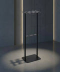 Heavy Duty Baseball Bat Stand With Badass Iron Frame Hella Tough Sports Equipment Rack For Game Room Gear Organizer And Electroplated Bat Display Holder Easy Setup in a sleek dark environment.