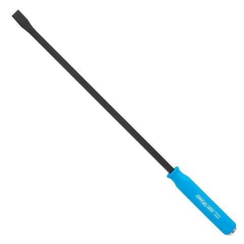 Beefy 25 Inch Pry Bar With Curved Half Inch Head 18 Inch Shank Molded Textured Grip Made In USA Crowbar For Demolition Lifting And Prying Maximum Leverage For Big Jobs