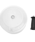Heavy Duty Hole Saw Dust Collector With Secure Rubber Grip for clean drilling, clear plastic bowl and rubber handle for ergonomic use.