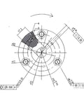 Technical drawing of Motor Gear Clutch Kit For Electric Bikes Three Piece 36T Nylon Gear With Bearing Clutch Forged Steel Teeth