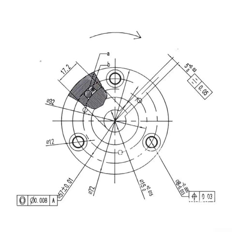 Technical drawing of Motor Gear Clutch Kit For Electric Bikes Three Piece 36T Nylon Gear With Bearing Clutch Forged Steel Teeth