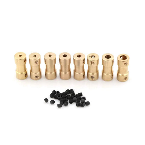 Heavy Duty Brass Flexible Shaft Coupler For Motor Transmission Connector And Rock Solid Drive Shaft Connections With 5mm Bore And M3 Mounting Bolts, 8 couplers and screws.