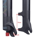 Air Front Mountain Bike Fork With 100mm Travel Rebound Adjustment Manual And Remote Lockout 26 27.5 And 29 Inches Straight Steerer One And One Eighth Inch 9mm QR featuring fork dropout and lower leg details