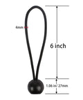 6 inch black bungee ball cord 4mm thickness detailed with measurements for tarp tie downs, part of 30 Pack 6 Inch Black Bungee Balls Heavy Duty Tarp Tie Downs Cords Weather Resistant 4mm Thick Beefy Bungee Cords For Camping Tents Cargo Wires Hoses And Gear Tie Downs