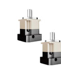 Real Deal Nema Planetary Gearbox With 20 To 1 Reduction Ratio And Helical Cut Gears on a heavy frame with precision design.