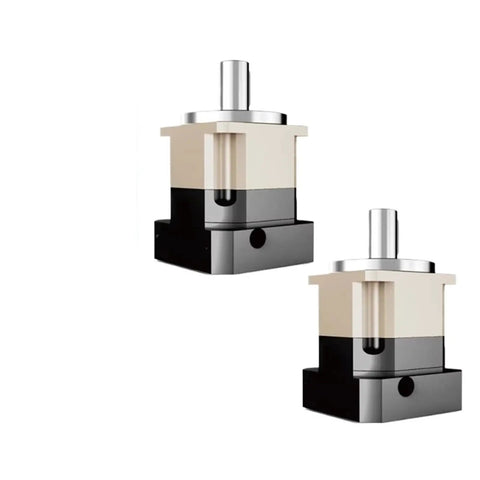 Real Deal Nema Planetary Gearbox With 20 To 1 Reduction Ratio And Helical Cut Gears on a heavy frame with precision design.