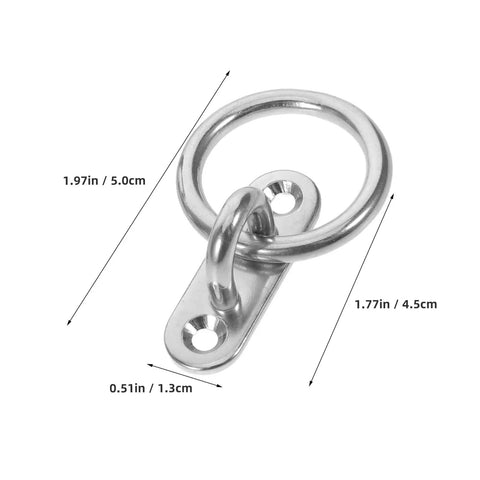 Top Shelf 4 Pack Marine Stainless Steel Pad Eye Plates With Round Ring Hooks M5 Thread Heavy Duty Boat Deck Hardware for Rigging