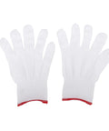 Heavy Duty 33 Foot Plumbing Snake Auger Kickin Stubborn Drain Clogs Right Out With Bendable Grip Handle And Rollin Drum That Slides Through Pipes Like A Pro Clean Any Sink Tub Or Toilet Smooth Without Breakin Your Hands Fast - white cotton gloves with red trim.