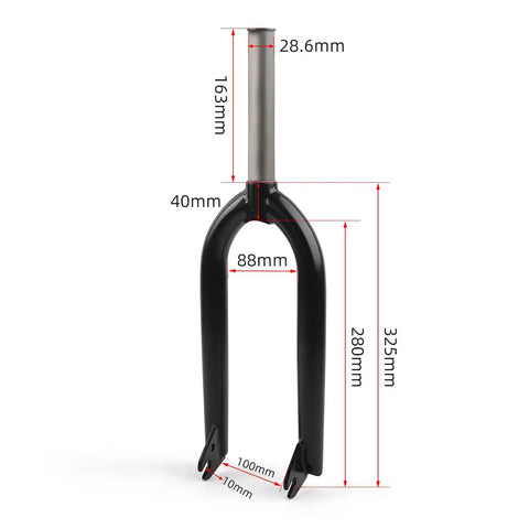 20 Inch BMX Front Fork Crafted From Chromoly Steel For Hardcore Strength And Lightweight Performance, 28.6mm Steerer, 163mm Length