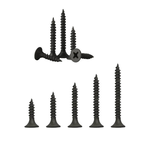 Wood Screws Kit 250 Piece High Hardness Flat Head Wood Screws Set With Phillips Drive Assorted Sizes Black Finish