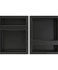 Quad Recessed Shower Shelf Niche With Four Inner Shelves, 32 Inch Wide By 20 Inch High By 4 Inch Deep, black design