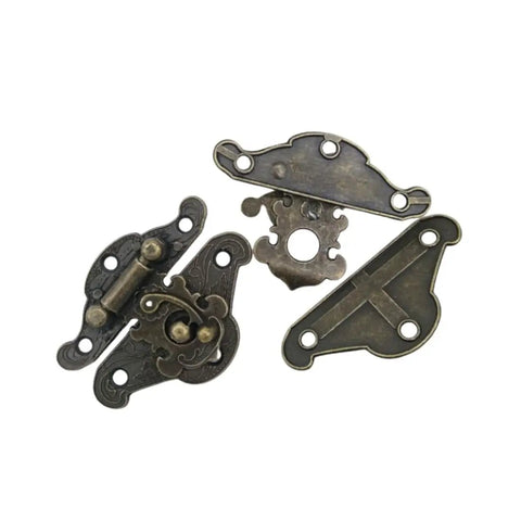 Kickass Solid Four Pack Retro Zinc Alloy Hasp Latches In Vintage Bronze Tone, 49x38mm, for jewelry boxes and wood projects.