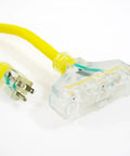 Rugged Outdoor Extension Cord With Lighted Ends For Easy Power Check 15 Amp 1875 Watts Bright High Visibility Yellow Jacket
