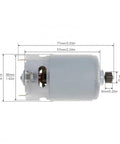 Durable 18V Dc Micro Gear Motor With 13 Tooth Diameter Pinion Plug And Play Fit For Bosch Gsr182Li Drills side view showing dimensions and design.