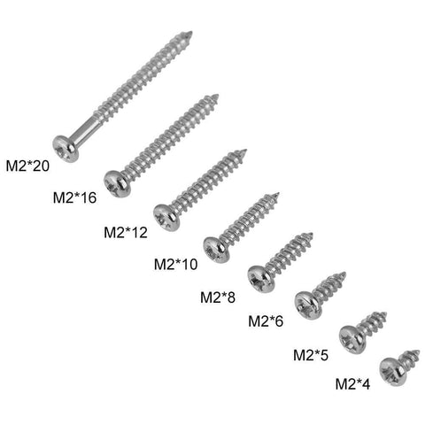800Pcs M2 Self Drilling Screw Set With Handy Eight Sizes Cross Drive Pan Head Wood Screws Made of 304 Stainless Steel