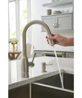 Noell Single Handle Pull Down Sprayer Kitchen Faucet With Reflex Tech And Built In Soap Dispenser In Spot Resist Stainless
