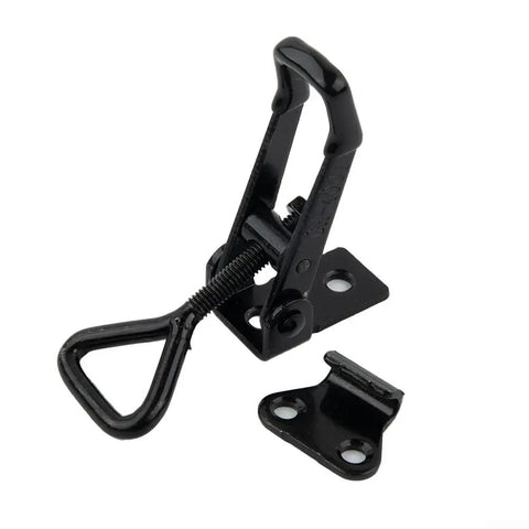 Heavy Duty Adjustable Toggle Latch Clamp With 220lbs Holding Power For Tool Boxes Cabinets And Quick Release Storage Cases Made From Black Steel black steel toggle latch clamp with mounting plate