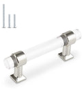 5 Pack Polished Chrome Acrylic Cabinet Pull Handles For Kitchen Drawers And Bathroom Cabinets, side view with screws