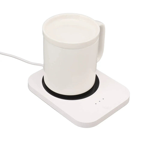 Kick Those Cold Coffee Sips To The Curb With This Electric Desk Mug Warmer Featuring Three Custom Temperature Settings To Keep Your Daily Grind Piping Hot All Day Long Smart Cup Heater For Office with white mug on warmer
