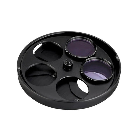Pro Grade Filter Wheel Gear For Astrophotography With Five Metal Filters Quick Switch Setup circular black metal frame