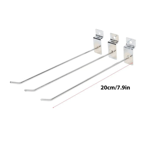 Aluminum Slatwall Slot Board Hooks 20cm 3.3mm Heavy Duty Display Hangers 50 Pack For Home Garage Store Shelving And Retail Organization
