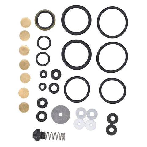 Pro Grade High Pressure PCP Air Compressor Replacement Parts Repair Kit With O Rings Seals Valves Piston Filter And Gauge Set displayed