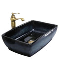 USZWBY Rectangular Ceramic Vessel Sink for Bathroom Vanity with Modern Countertop Installation Easy Simple Retro Luxury Light Grey Basin with faucet.