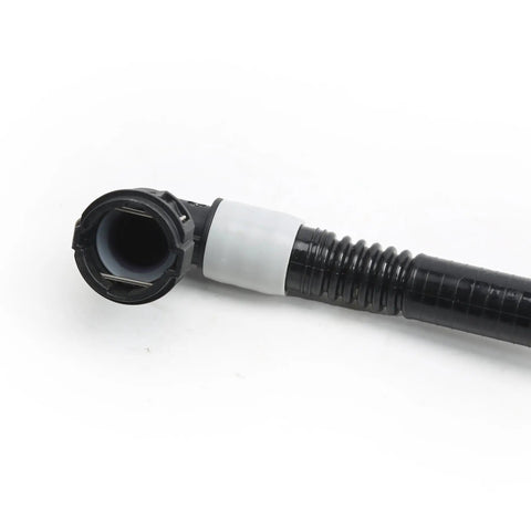 Slick Drop In Replacement Battery Cooling Hose With Left Manifold Pipe For Tesla Model 3 And Y EV 2017 To 2025 close-up view of curved black hose with connector
