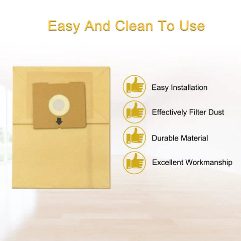 Image of 10 Pack Replacement Vacuum Bags For Zing Canister Vacuums Compatible With 4122 4122D, detailing features like easy installation.