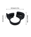 20 Piece Nylon Hose Clamps Five Eighth Inch Carabiner Style Black Plastic Hose Band Fasteners shown with dimensions