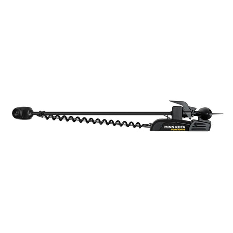 Side view of PowerDrive Bow Mount Electric Trolling Motor With GPS Spot Lock, Dual Spectrum Chirp Sonar, 55 Lb Thrust, 54 Inch Shaft.