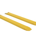 Heavy Hitter Forklift Extensions Featuring A Simple Pin Lock Design And 4000 Lb Capacity forged yellow welded steel extensions.